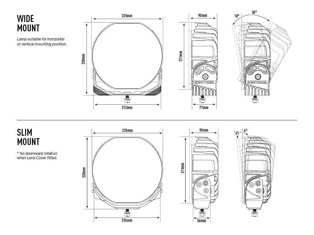 LAZER LAMPS SENTINEL 9'' ELITE (BLACK) WITH POSITION LIGHT